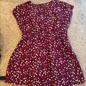 SHEIN Burgundy Floral Dress